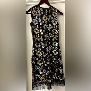 French Connection Mini Dress Sequin Lined Silver Gold Size 0/XS